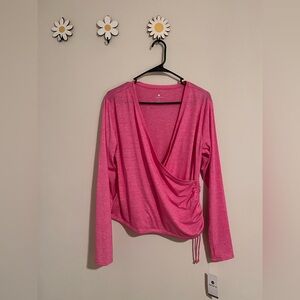 Women’s Apana Pink Long Sleeve Wrap Yoga Top Size Large